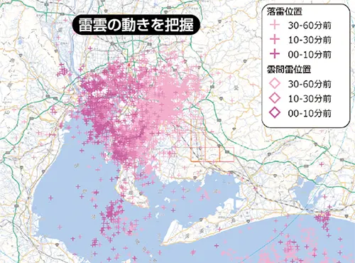 雷雲の動きを図で把握